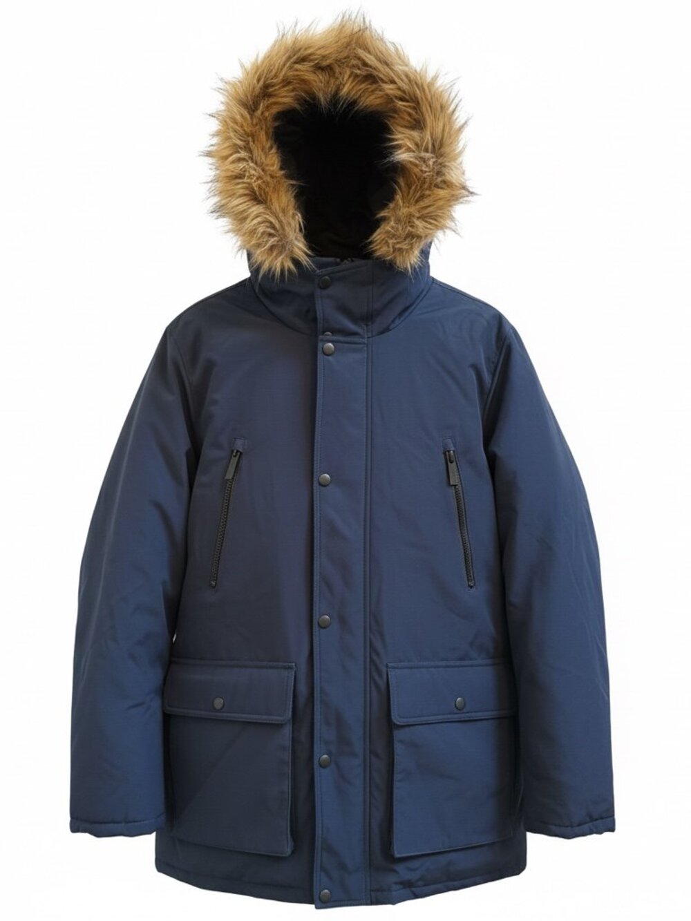 Club Room Performance Faux Fur Hooded Parka - Size X-Large - Navy